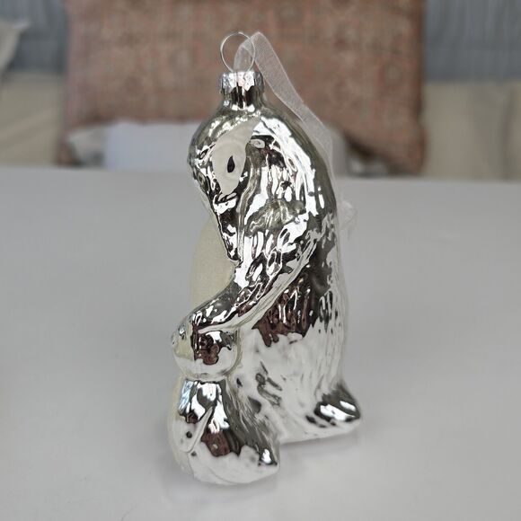 Mother and Baby Penguin Blown Glass Christmas Ornament - Picture 3 of 7